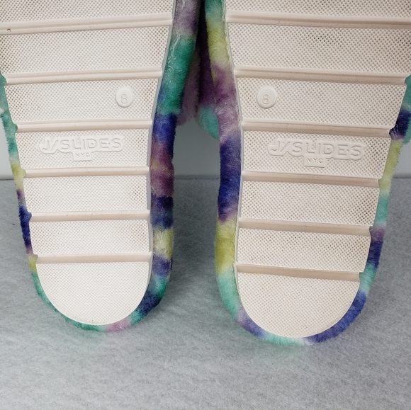 J. Slides Bryce Geniune Plush Sherling Multicolor Comfort Platform Slippers Sz 8 - Picture 10 of 11
